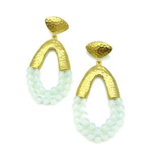 Aylas Opal handmade semi precious gemstone earrings - 21ct Gold plated Ottoman style