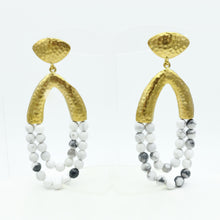 Aylas Howlite handmade semi precious gemstone earrings - 21ct Gold plated Ottoman style