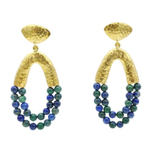 Aylas Lapis handmade semi precious gemstone earrings - 21ct Gold plated Ottoman style