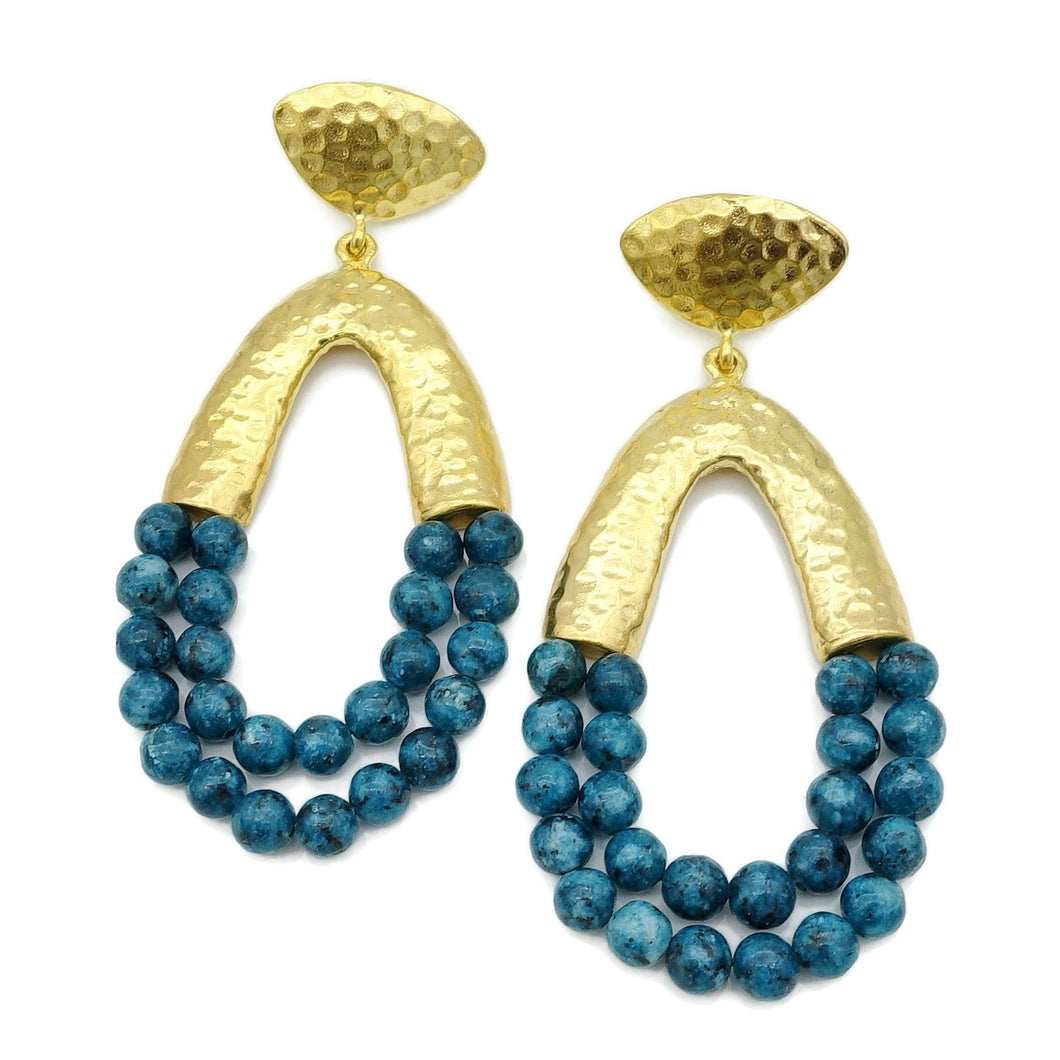 Aylas Amazonite handmade semi precious gemstone earrings - 21ct Gold plated Ottoman style
