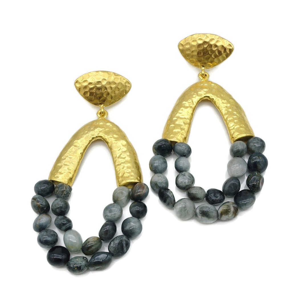 Aylas Jasper handmade semi precious gemstone earrings - 21ct Gold plated Ottoman style