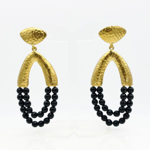 Aylas Onyx handmade semi precious gemstone earrings - 21ct Gold plated Ottoman style