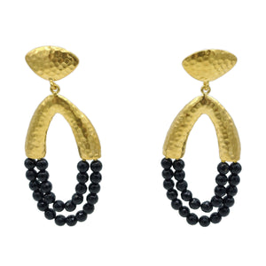 Aylas Onyx handmade semi precious gemstone earrings - 21ct Gold plated Ottoman style