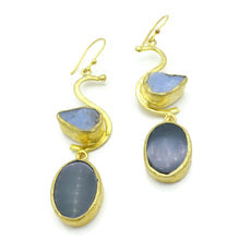 Aylas Druzy, Onyx semi precious gemstone earrings - 21ct Gold plated Handmade