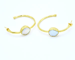 Aylas Ottoman Gold plated Pearl semi precious gem stone earrings. - Ottoman Handmade Jewellery Hand Made Gold Plated