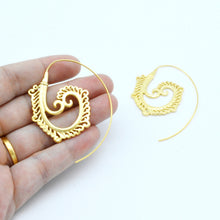 Aylas Ottoman Gold plated ornate through boho hoop earrings. - Ottoman Handmade Jewellery Hand Made Gold Plated
