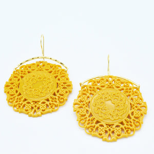 Aylas ottoman gold plated Acrylic stone filigree earrings - Ottoman Handmade Jewellery Hand Made Gold Plated