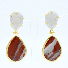 Aylas gold plated semi precious gem stone Cat eye Jasper earrings - Ottoman Handmade Jewellery Hand Made Gold Plated