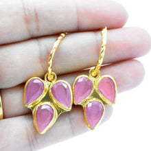 Aylas gold plated semi precious gem stone Cat eyes earrings - Ottoman Handmade Jewellery Hand Made Gold Plated