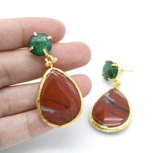 Aylas gold plated semi precious gemstone Agate, Zircon earrings - Ottoman Handmade Jewellery Hand Made Gold Plated