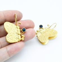 Aylas Agate Butterfly earrings - 21ct Gold plated semi precious gemstone - Handmade in Ottoman Style by Artisan
