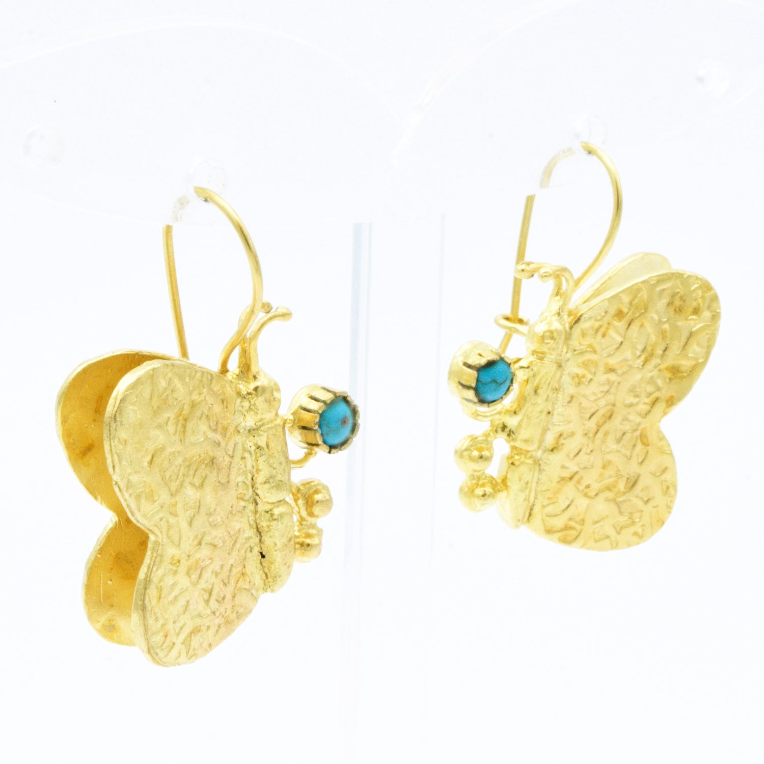 Aylas Turquoise Butterfly earring - 21ct Gold plated semi precious gemstone - Handmade in Ottoman Style by Artisan