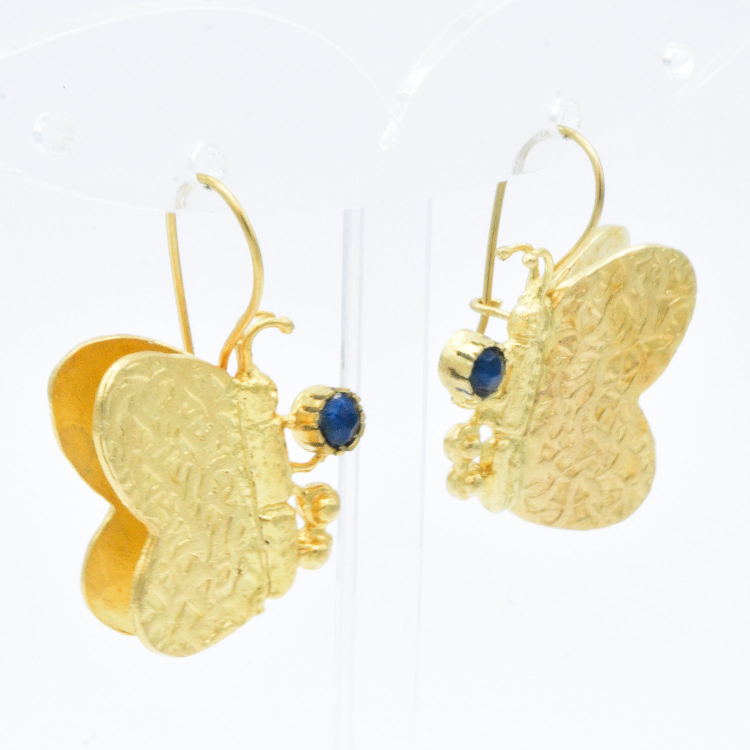Aylas Agate Butterfly earrings - 21ct Gold plated semi precious gemstone - Handmade in Ottoman Style by Artisan