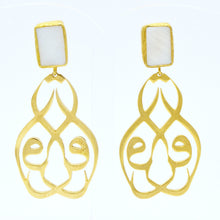 Aylas Mother Pearl Arabic earrings - 21ct Gold plated semi precious gemstone - Handmade in Ottoman Style by Artisan