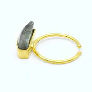 Aylas Stackable Labradorite ring- Gold plated semi precious gemstone - Handmade in Ottoman Style