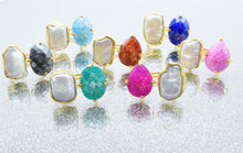 Aylas Zircon & Pearl ring - Gold plated semi precious gemstone - Handmade in Ottoman Style