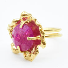 Aylas Crackled Zircon Ring - 21ct Gold plated semi precious gemstone - Handmade in Ottoman Style by Artisan