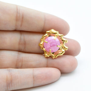 Aylas Crackled Zircon ring - Gold plated semi precious gemstone - Handmade in Ottoman Style