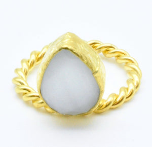 Aylas Cat Eye Ring - 21ct Gold plated semi precious gemstone - Handmade in Ottoman Style by Artisan