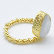 Aylas Cat Eye Ring - 21ct Gold plated semi precious gemstone - Handmade in Ottoman Style by Artisan