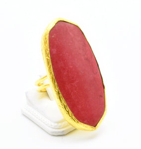 Aylas ottoman cocktail semi precious gem stone Howlite gold plated ring - Ottoman Handmade Jewellery Hand Made Gold Plated