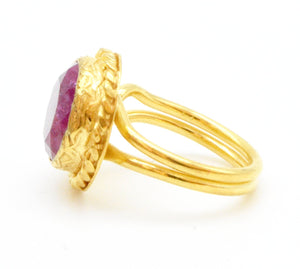 Aylas Crackled Zircon Ring - 21ct Gold plated semi precious gemstone - Handmade in Ottoman Style by Artisan