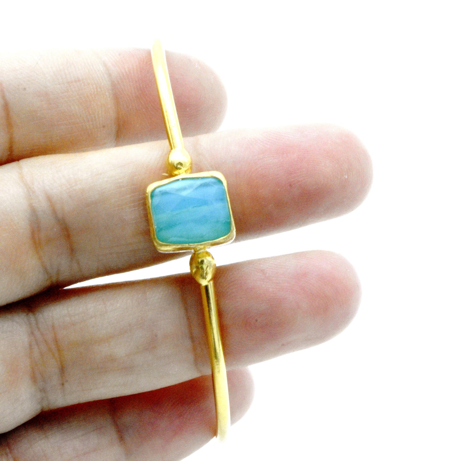 Aylas Aqua marine cuff/ bracelet - Gold plated semi precious gemstone - Handmade in Ottoman Style