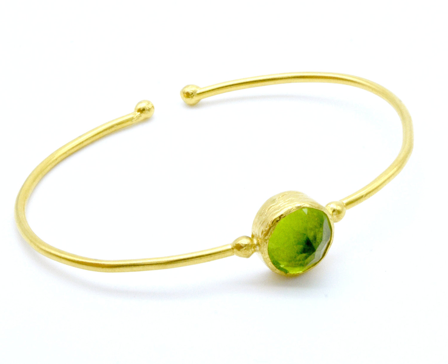Aylas Peridot cuff/ bracelet - Gold plated semi precious gemstone - Handmade in Ottoman Style