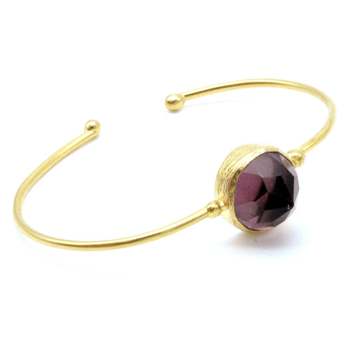 Aylas Amethyst cuff/bracelet - Gold plated semi precious gemstone - Handmade in Ottoman Style