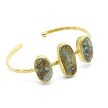 Aylas Turquoise cuff/ bracelet - 21ct Gold plated semi precious gemstone - Handmade in Ottoman Style by Artisan