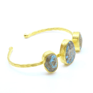 Aylas Turquoise cuff/ bracelet- 21ct Gold plated semi precious gemstone - Handmade in Ottoman Style by Artisan