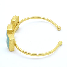 Aylas Aqua Marine cuff/bracelet - Gold plated semi precious gemstone - Handmade in Ottoman Style