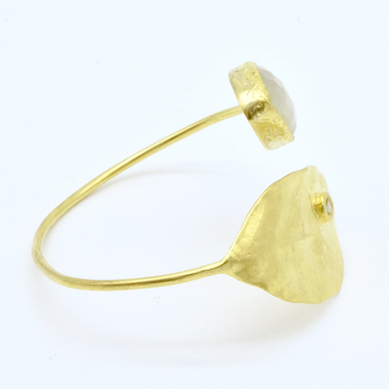 Aylas Leaf Cateye cuff/ bracelet - Gold plated semi precious gemstone - Handmade in Ottoman Style