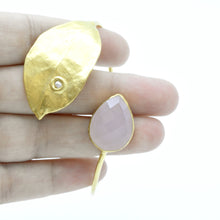 Aylas Rose quartz cuff/ bracelet - Gold plated semi precious gemstone - Handmade in Ottoman Style