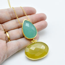 Aylas Chalcedony necklace - Gold plated semi precious gemstone - Handmade in Ottoman Style