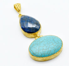 Aylas ottoman gold plated gem stone necklace Turquoise, Lapis lazuli - Ottoman Handmade Jewellery Hand Made Gold Plated