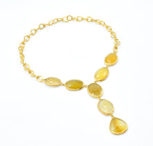 Aylas gold plated semi precious gem stone Opal cat eye handmade Necklace - Ottoman Handmade Jewellery Hand Made Gold Plated