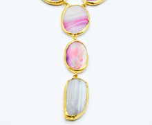 Aylas gold plated semi precious gem stone Pink Agate handmade Necklace - Ottoman Handmade Jewellery Hand Made Gold Plated