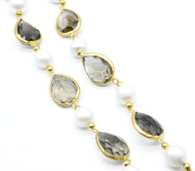 Aylas gold plated semi precious gem stone Baroque Pearl Smoky quartz Necklace - Ottoman Handmade Jewellery Hand Made Gold Plated