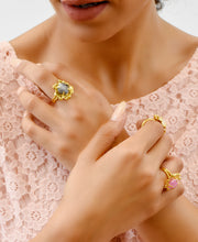 Aylas Crackled Zircon ring - Gold plated semi precious gemstone - Handmade in Ottoman Style