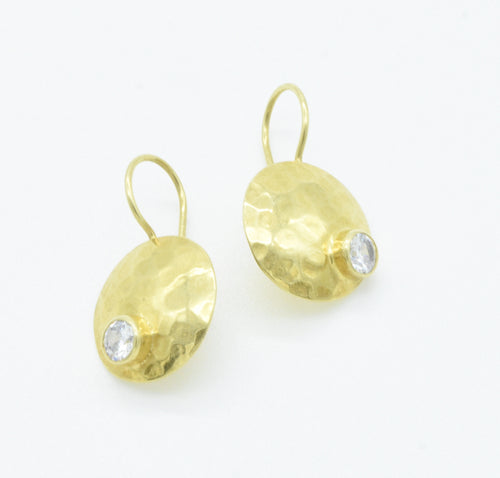 Aylas 21ct gold plated 925 silver Zircon handmade ottoman style earrings - Ottoman Handmade Jewellery Hand Made Gold Plated