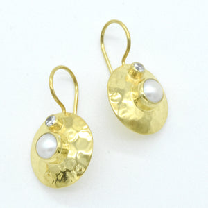 Aylas Pearl  earrings - 21ct Gold plated 925 Silver - Handmade in Ottoman style