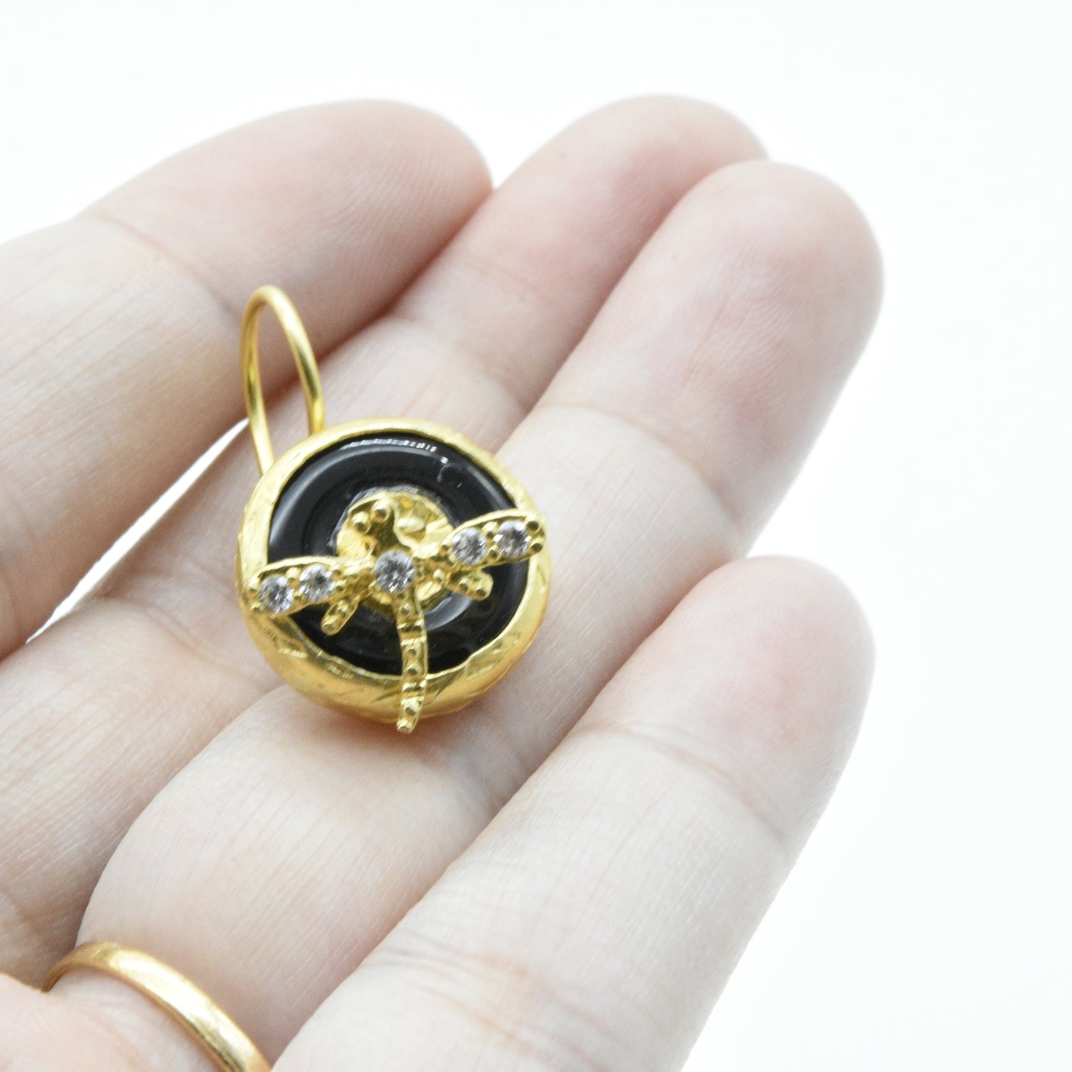 Aylas Onyx earrings - 21ct Gold plated semi precious gemstone - Handmade in Ottoman Style by Artisan