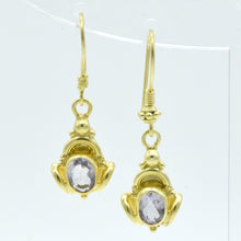 Aylas Amethyst earrings - 21ct Gold plated semi precious gemstone - Handmade in Ottoman Style by Artisan