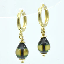 Aylas 21ct gold plated 925 silver Hoop Green Amber handmade earrings - Ottoman Handmade Jewellery Hand Made Gold Plated