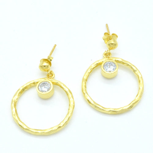 Aylas 21ct gold plated 925 silver Hoop Zircon handmade Ottoman inspired earrings - Ottoman Handmade Jewellery Hand Made Gold Plated