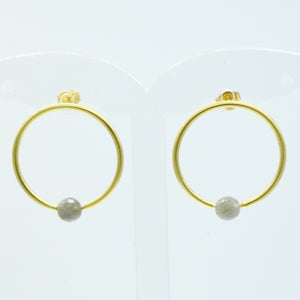 Aylas 21ct gold plated 925 silver Hoop Labradorite handmade earrings - Ottoman Handmade Jewellery Hand Made Gold Plated