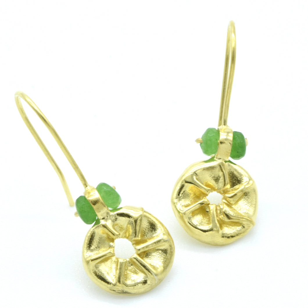 Aylas Jade earrings - 21ct Gold plated 925 Silver - Handmade Ottoman style
