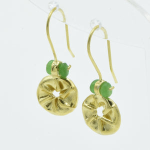 Aylas Jade earrings - 21ct Gold plated 925 Silver - Handmade Ottoman style