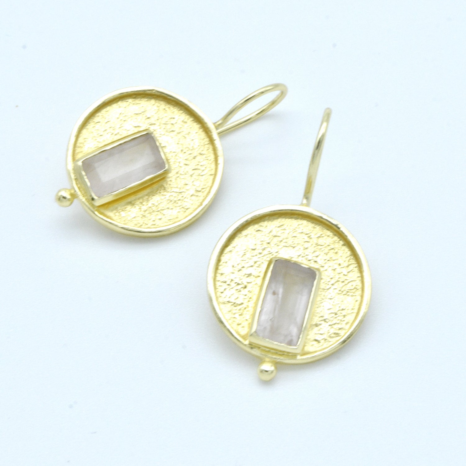 Aylas Chalcedony earrings - Gold plated semi precious gemstone - Handmade in Ottoman Style